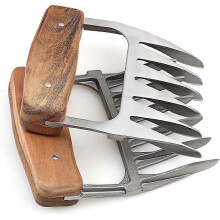 2024 Metal Meat Claws Fit, Stainless Steel Meat Forks with Wooden Handle, Best Meat Claws for Shredding, Pulling, Handling, Lifting and Serving Por