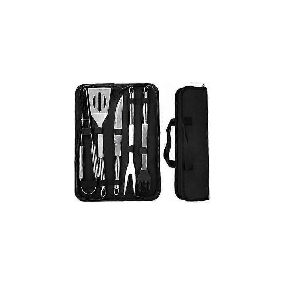 BBQ Kit, Stainless Steel BBQ Utensil Set, BBQ Tool, BBQ Brush, Tongs, Fork, Skewers for Garden, Outdoor, Hiking and Travel.