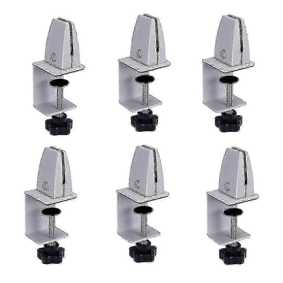 Sneeze Guard Support Clips, Adjustable Aluminum Desk Divider Clamps for 1/8"-1" Desk Partitions-image-OPC-PKSHQMH-NEW