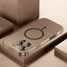 (Gold Titanium, For iPhone 16 Pro Max) Alloy Aluminum Metal Mag Safe Magnetic Case for 16 15 14 13 12 Pro Max, Ultra Thin Phone Case Full Coverage Lens Protective Wireless
