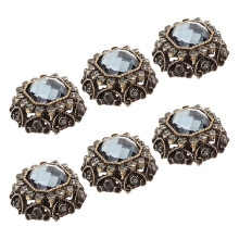 6Pcs Vintage Style Metal Rhinestone Buttons for Clothing and Craft DIY
