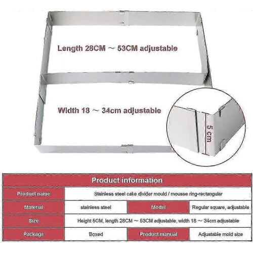 Adjustable rectangular baking frame, with dividers and adjustable cake ring 1