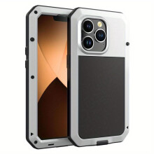 (Light Grey, iPhone XS Max) for 16 15 14 13 12 11 Pro Max 13 Mini XR XS Max SE 2020 SE 2022 for 7 8 Metal Case, Heavy Duty Shockproof Tough Rugged Case