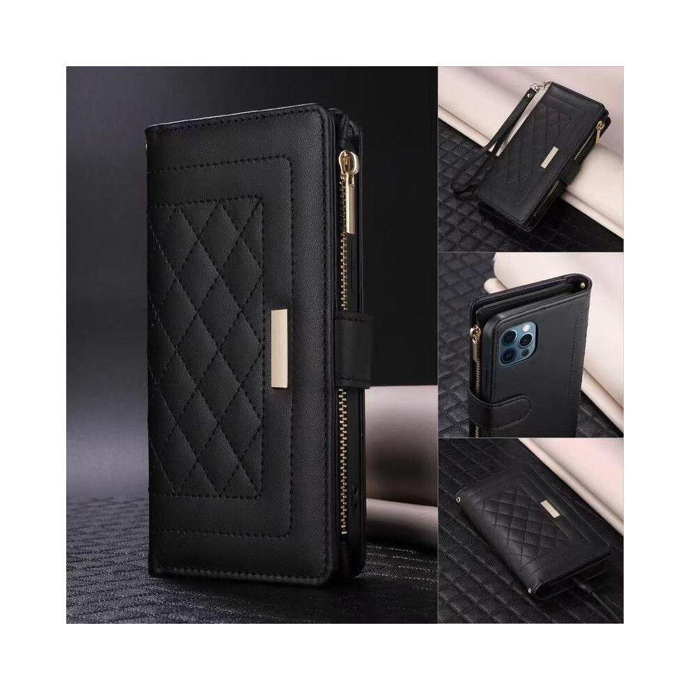 (Black, Iphone 17 Pro) Fashionable Quilted Pattern Zipper Wallet Phone Case, Multi-Functional Phone Case With Card Slot, Phone Accessories For 17 Pro Multicoloured 5031332456406