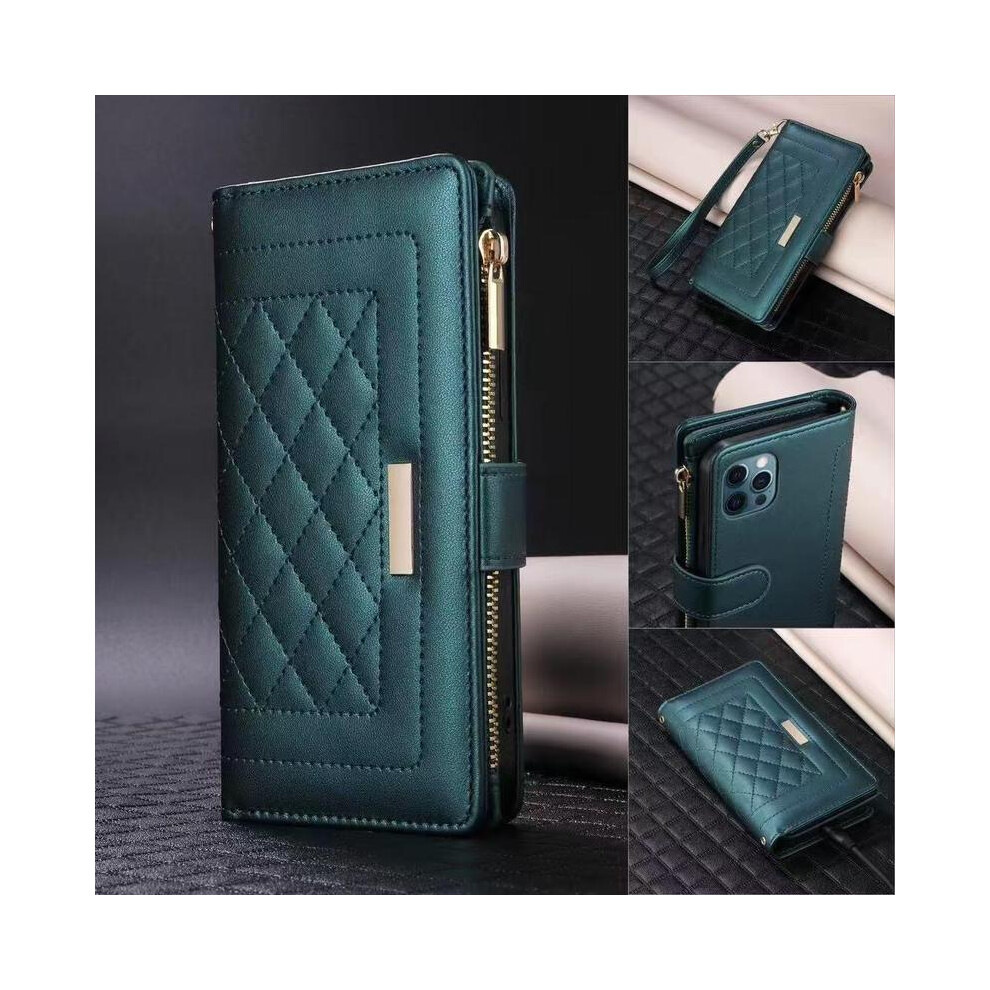 (Dark Green, Iphone 17 Air) Fashionable Quilted Pattern Zipper Wallet Phone Case, Multi-Functional Phone Case With Card Slot, Phone Accessories For 17 Multicoloured 5031332456635