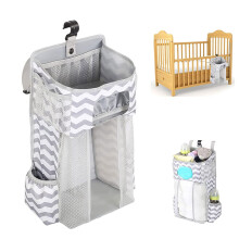 Baby Hanging Nursery Organizer Large Capacity Crib Diaper Holder Striped Storage Bag Nappy Organizer