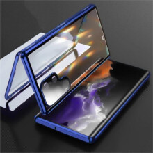 (Blue, Galaxy S23Ultra) Transparent Metal Frame with 360 Degree Full Screen Coverage, Built-In HD Tempered Glass for Galaxy S25ultra S24ultra S23ultra