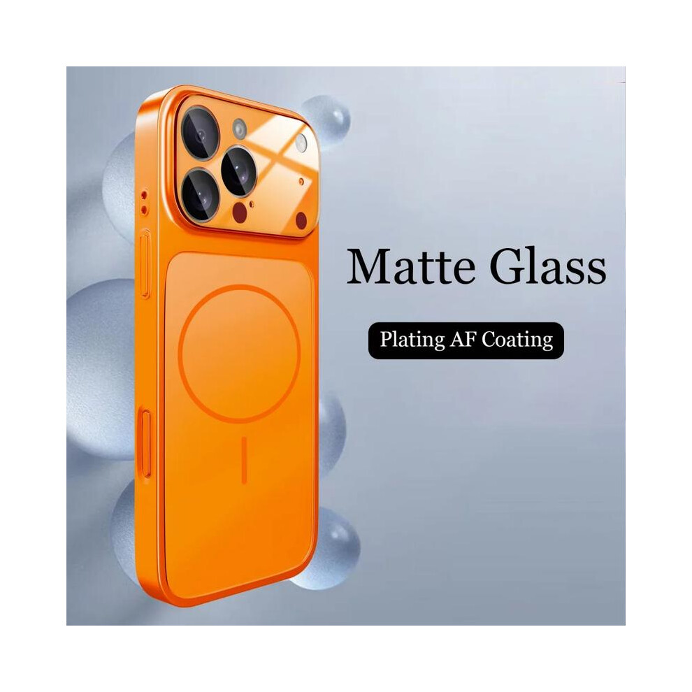 (Orange, Iphone17 Pro Max) Original Glass Nano Matte Magnetic Case For 17 16 15 14 13 Pro Max, Shockproof Slim Armor Funda With Anti-Fingerprint Finis Multicoloured 5031332448395