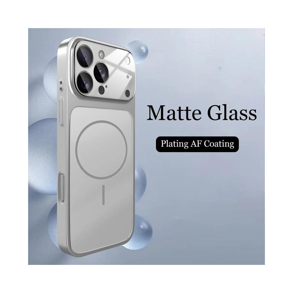(Silver, Iphone17) Original Glass Nano Matte Magnetic Case For 17 16 15 14 13 Pro Max, Shockproof Slim Armor Funda With Anti-Fingerprint Finish, Multicoloured 5031332448531