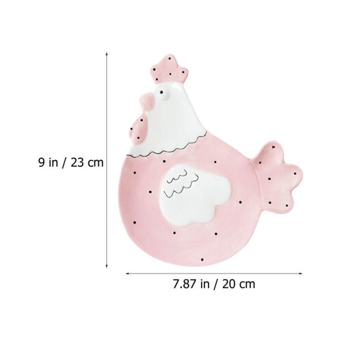 1Pc Pink Ceramic Bread Holder Cartoon Hen Shape Dessert Tray 1