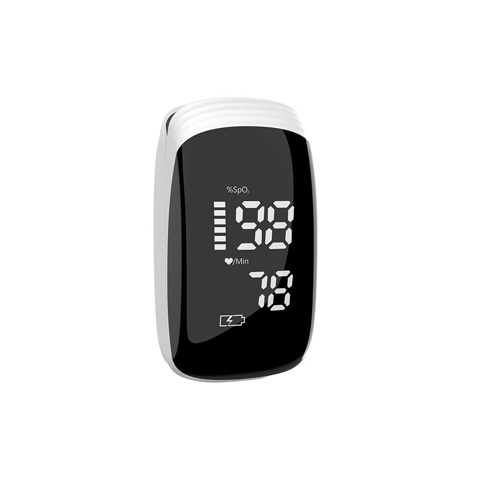 White Rechargeable Finger Pulse Oximeter Fingertip Blood Oxygen Monitor Spo2 Levels, Heart Rate Monitor,