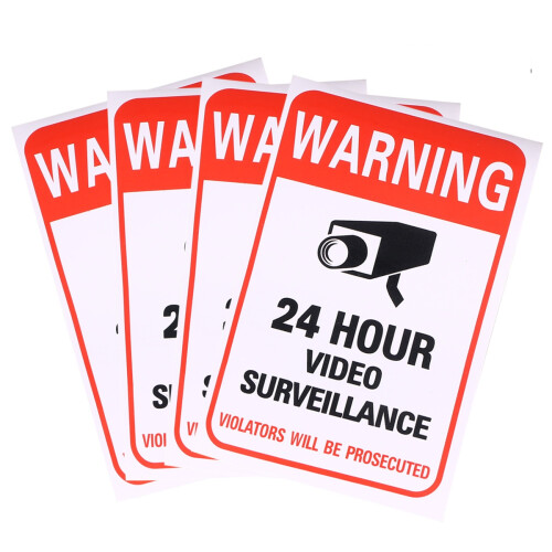 10 pcs 15.7x10.3cm 24 hour surveillance warning stickers