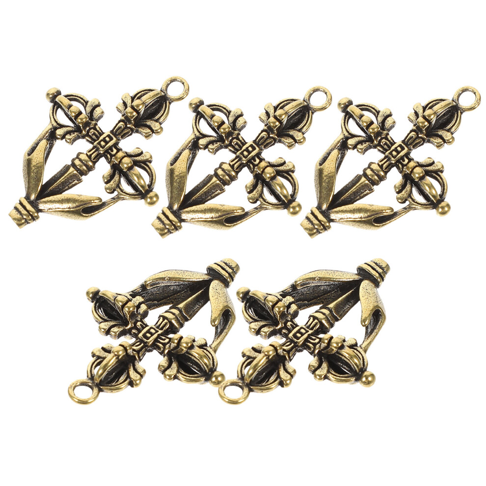 5 Stuks Mini Vajra Hangertje Messing Sieraad Tas Decor-image
