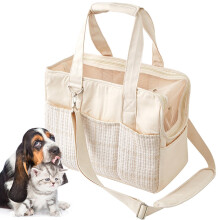 Dog Carrier - Pet Shoulder Carrier Cat Shopping Bag - Cotton Canvas Carrier Bag, White Porta Shoulder Bag