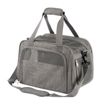 Pet Carrier for Dogs and Cats Portable Foldable Travel Carrier 41x29x29 CM Grey With Handles And Shoulder Strap