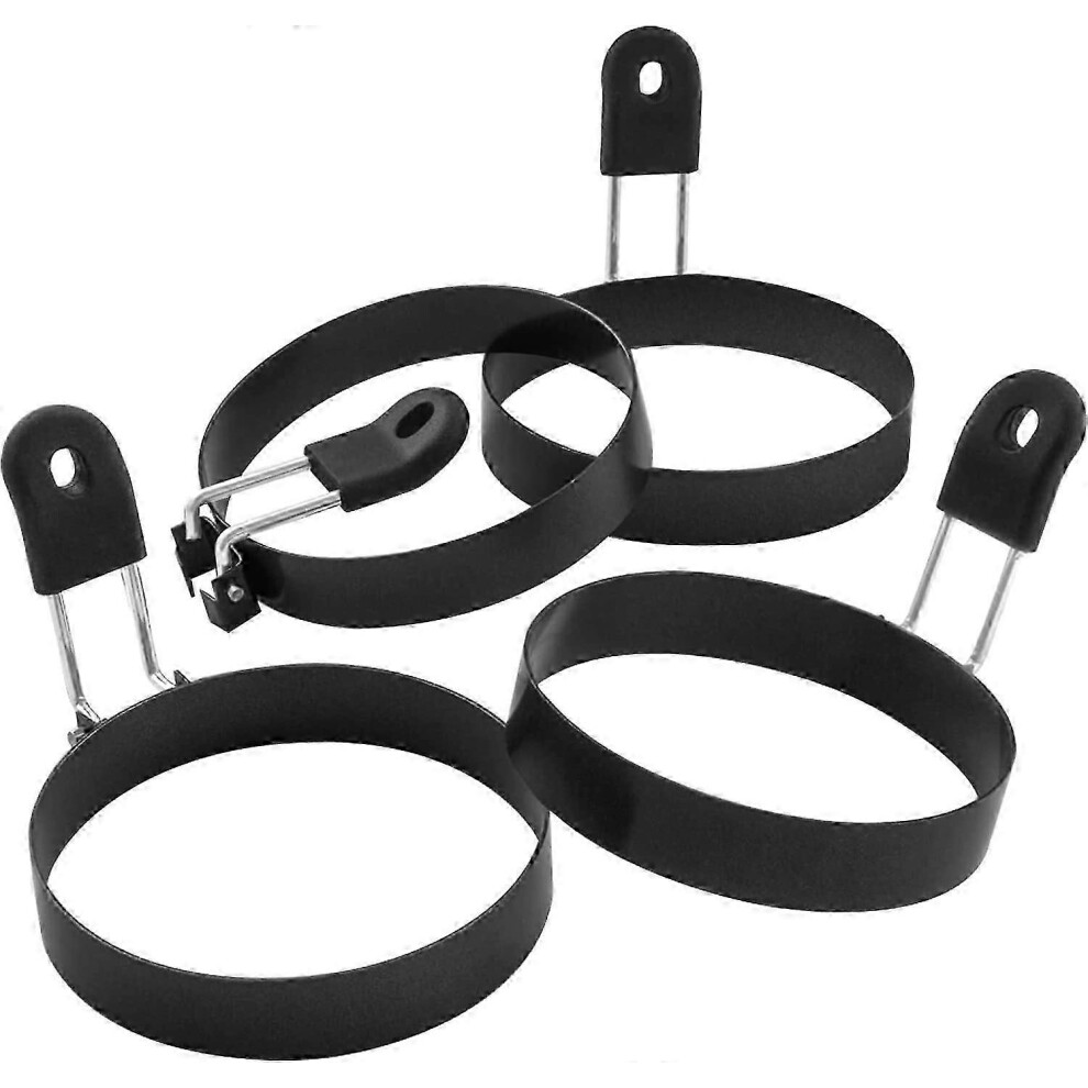 Set of 4 Large 3.5 Inch Non-Stick Egg Rings, Round Crumpet Pan