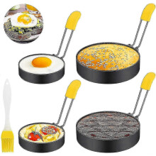 Set of 4 Non-Stick Stainless Steel Egg Rings for Cooking Eggs