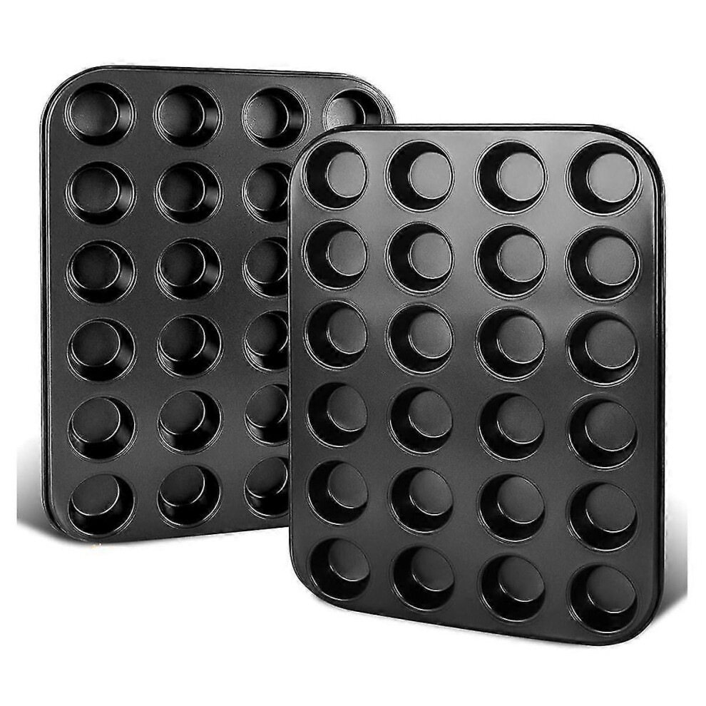 Set of 2 Premium Non-Stick Baking Pans, 24 Mini Muffin Cups, Dishwasher and Oven Safe