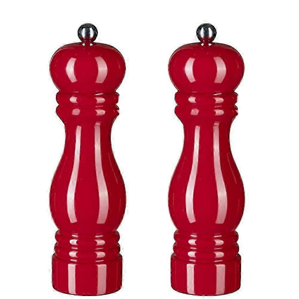 Salt And Pepper Grinder Set (7 Inch, ), Manual Pepper Mills With Adjustable Coarseness, Refillable Spice Grinders Red