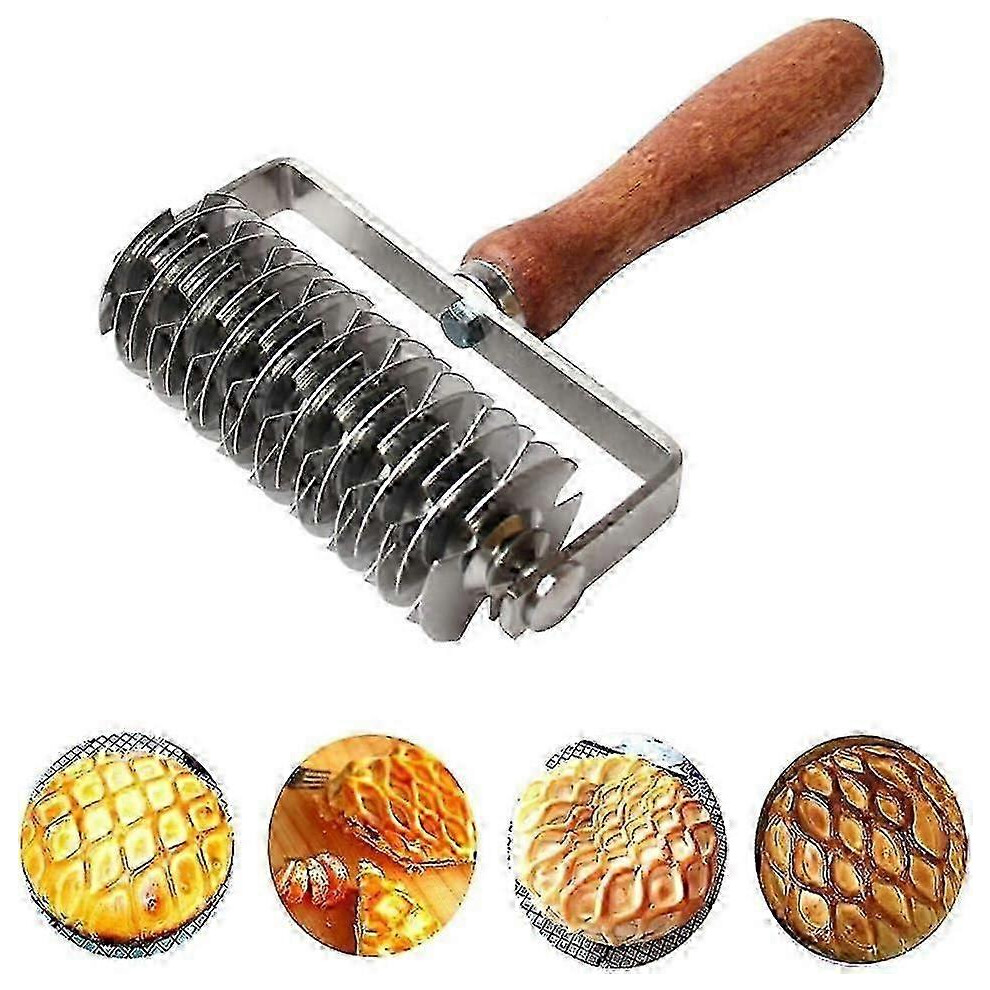 Stainless steel rolling pin with wooden handle, for cookies, pizzas, breads and crusts