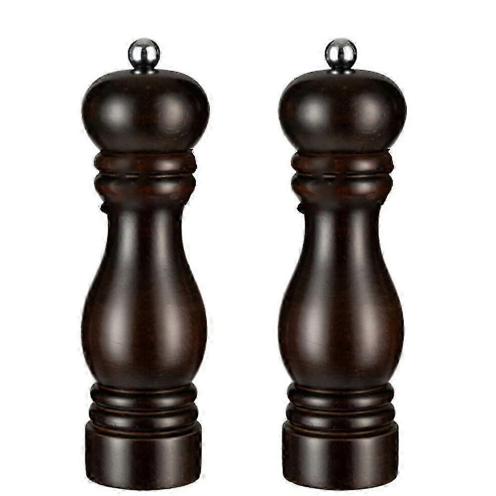 Salt And Pepper Grinder Set (7 Inch, ), Manual Pepper Mills With Adjustable Coarseness, Refillable Spice Grinders Brown