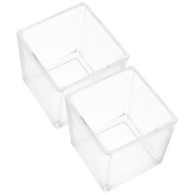 2Pcs Small Glass Vase Clear Square Flower Holder for Office & Home