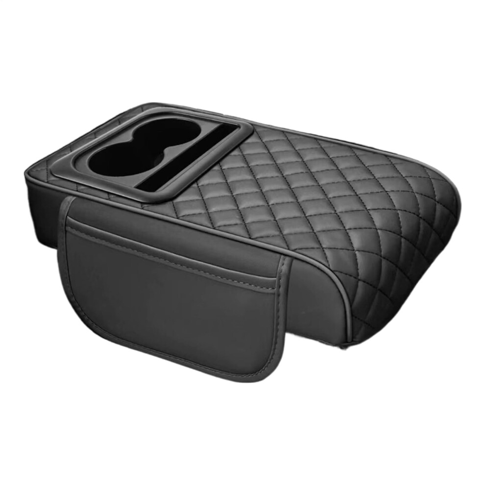 Car Console Covers Multifunctional Comfortable Armrest Cover With Cup Holder For Daily Commute Trucks Suvs Black 9393856042333