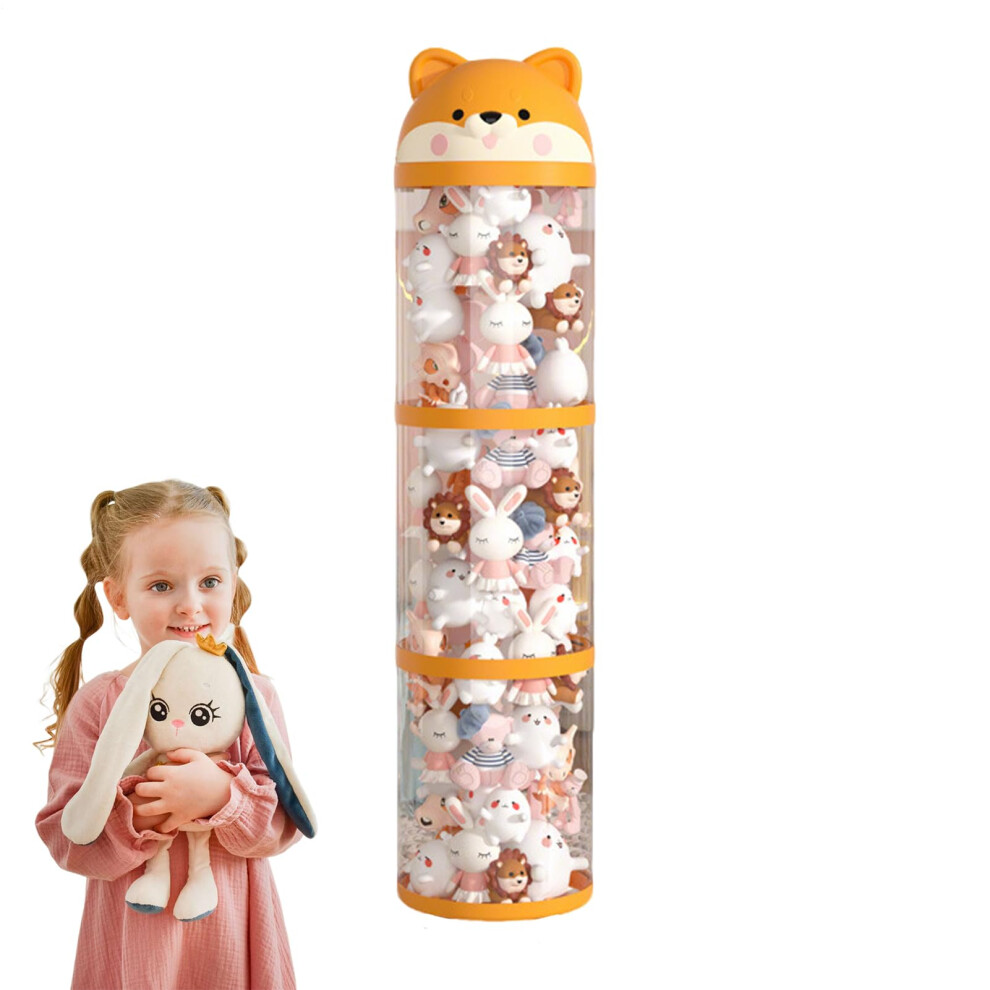 Plush Organizer Tower Clear With Wheels Plush Toy Storage For Stuffed Animals Three-Layer Model Stuffy Holder Nursery