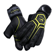 Goalkeeper Gloves Thickened Anti-Slip Palm, Finger Protection, Adult Size 9, Black and Yellow Soccer Goalie Gloves