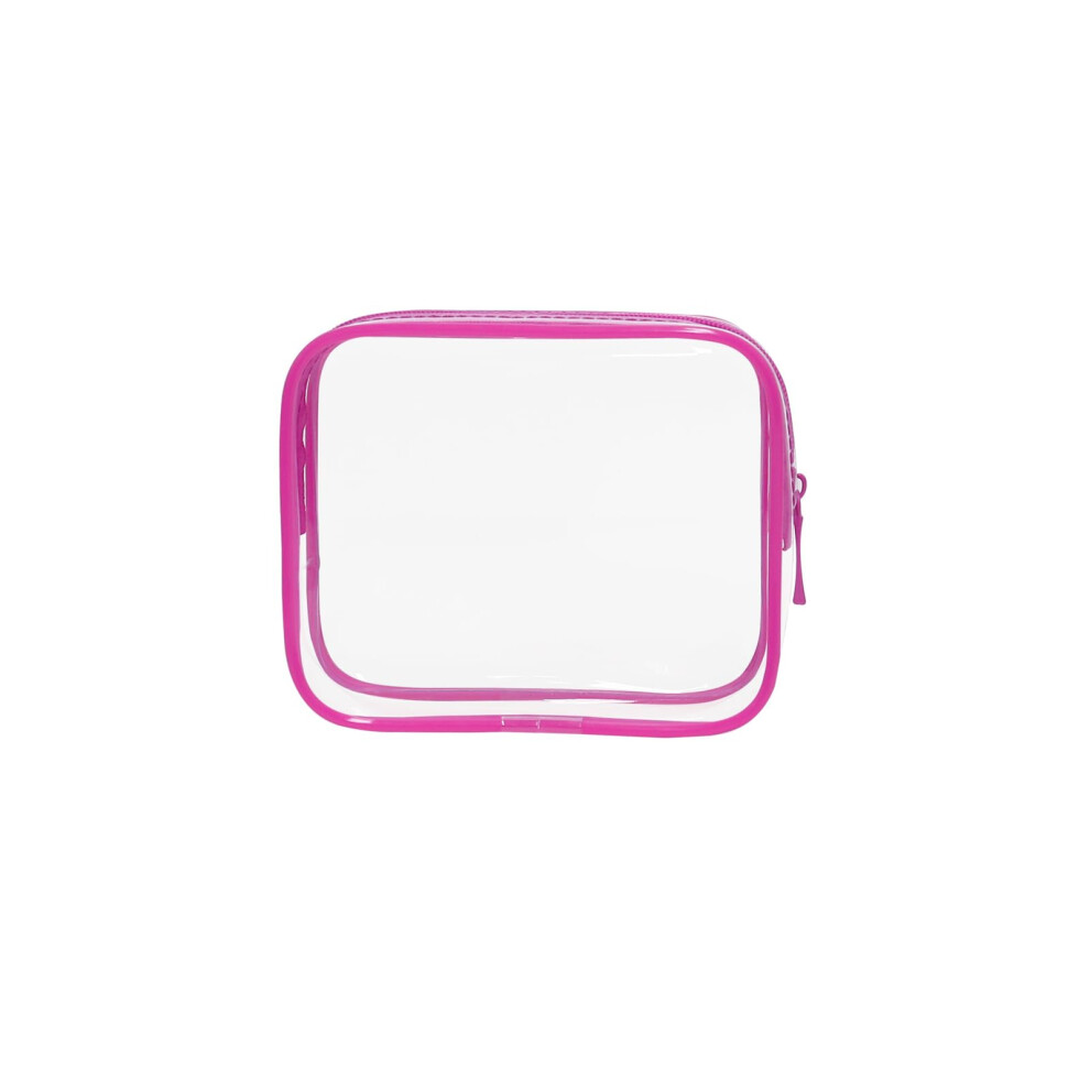 Travel Toiletries Bags Hot Pink Clear PVC Makeup Bag 12x3.5x10 Cm Portable Travel Pouch-image-OPC-PKSK2KS-NEW