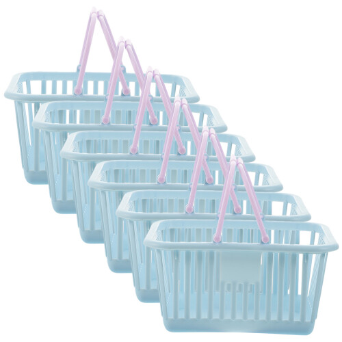 6Pcs Small Sky-Blue Plastic Shower and Desktop Storage Containers