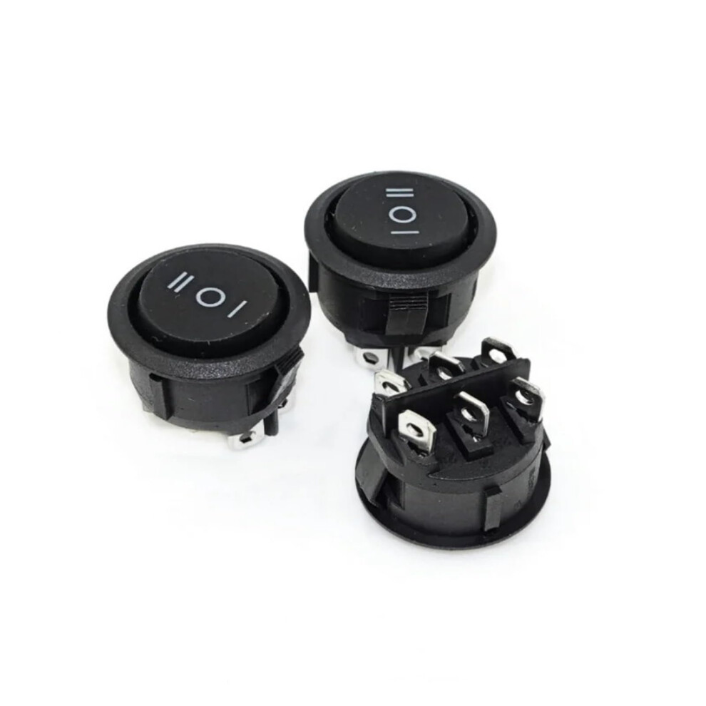 Kcd1-206 23Mm Round Rocker Switches, 3-Position, 6-Pin, On-Off-On, 10A 125Vac, 5Pcs 9084446142778