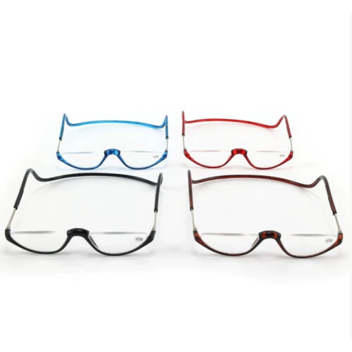 (Black, +1.50) Hanging Folding Magnetic Half-frame Reading Glasses Front Click Connect Neck HOT 2