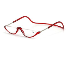 (Red, +2.00) Hanging Folding Magnetic Half-frame Reading Glasses Front Click Connect Neck NEW