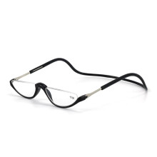 (Black, +2.50) Hanging Folding Magnetic Half-frame Reading Glasses Front Click Connect Neck +1.0 2.0 2.5 3.0
