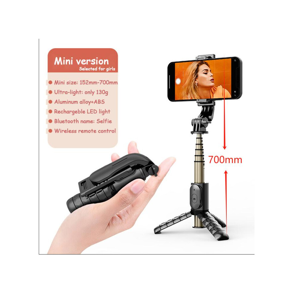 (Mini Selfie Stick-) New 3 In 1 Bluetooth Selfie Stick, Foldable And Protable Sturdy Tripod With One Fill Remote, Rechargeable, Portable C Black/Light 5031332485215