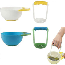 (Yellow-White) Small food mill, mini food mill, small manual food mill, potato masher