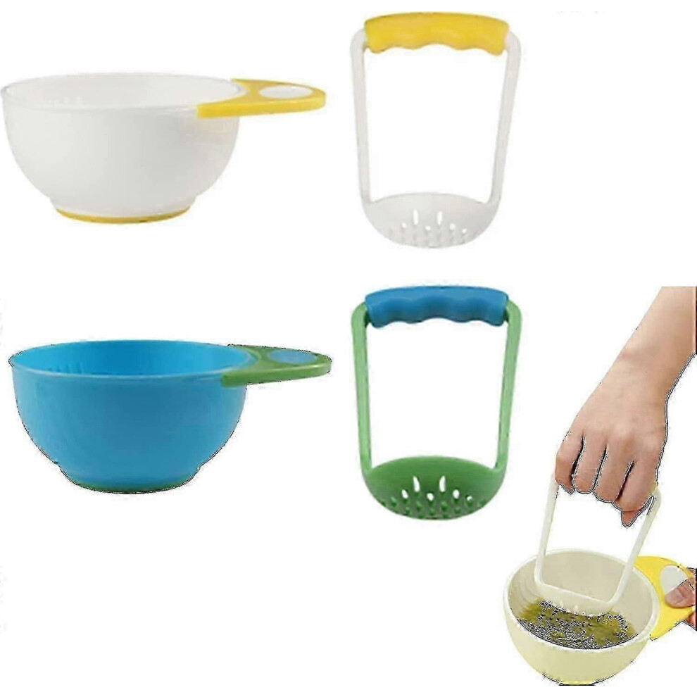 (Yellow-White) Small food mill, mini food mill, small manual food mill, potato masher-image-OPC-PKSKHWS-NEW