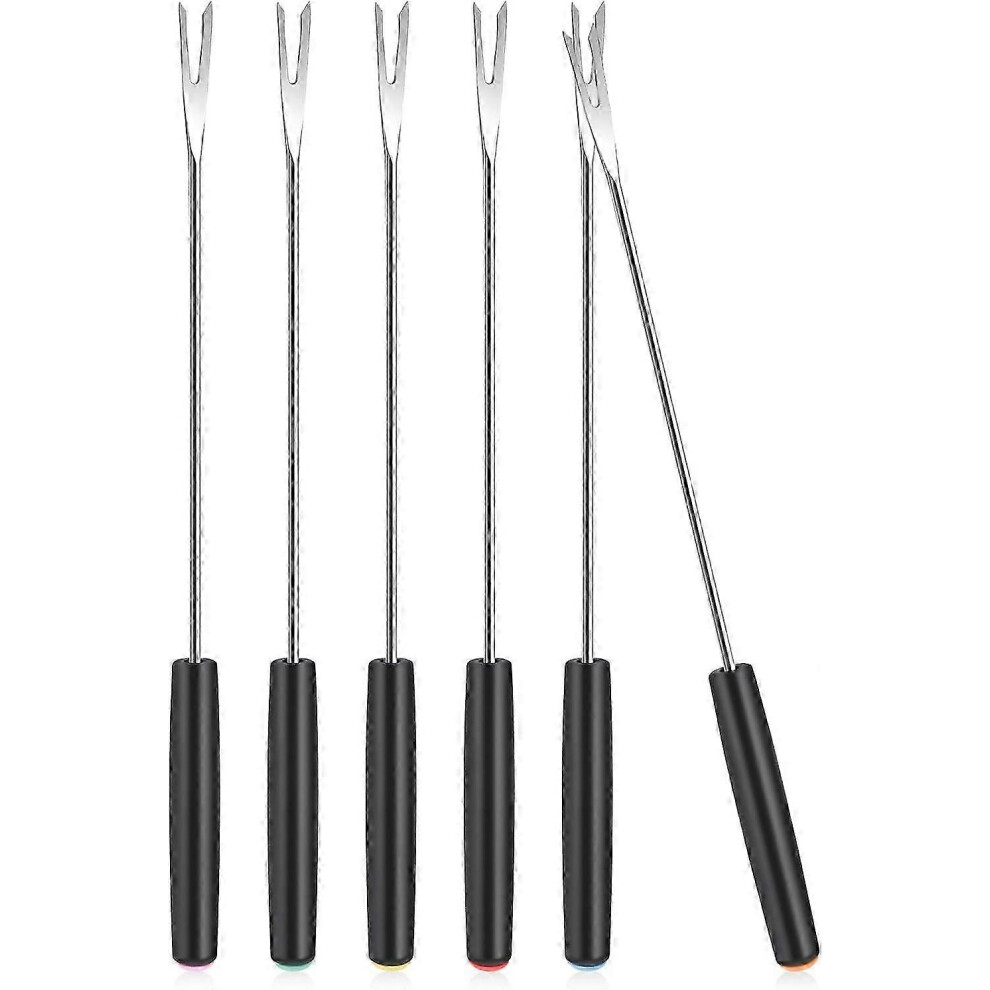 Stainless Steel Fondue Forks, 25cm Long, Heat Resistant Handle for Roasts, Chocolate Desserts, Cheese and Marshmallows