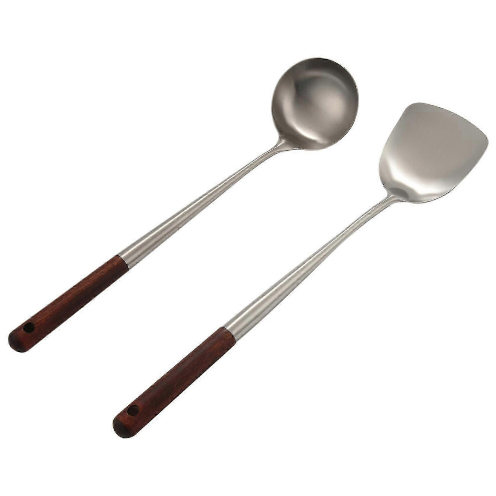 Wok Utensil Set, 17 Inch Wok Spatula and Ladle, 304 Stainless Steel Wok Spatula
