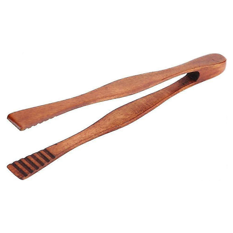 Wooden Kitchen Tongs for BBQ Buffet Bread Steak Serving Tool (26cm)