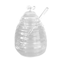 Honey Container 500ml Transparent Lightweight Jar With Dipper And Lid For Home Use Honey Dispenser For Syrup