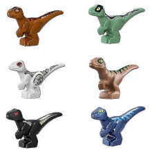 (6 pièces) Blocs de construction de dinosaures, pièces de bébé dinosaure Tyrannosaure Rex Vélociraptor,