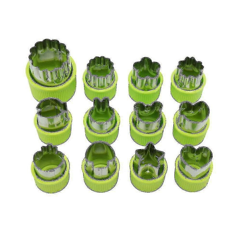 Set of 12 stainless steel vegetable and fruit cookie cutters