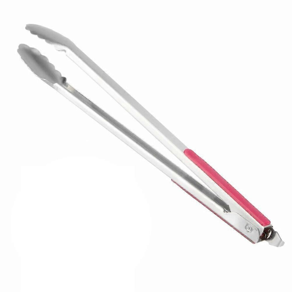 (Red) Zhouba 16" Long Heat Resistant Kitchen Tongs for BBQ Salad Grilling Fish Meat