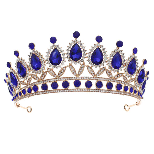 1Vintage Blauwe Waterdruppel Tiara Bruiloft Accessoire