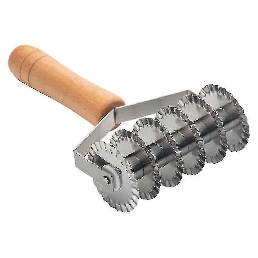 Stainless Steel Pastry Cutter Wooden Handle Dough Lattice Home Kitchen Utensils