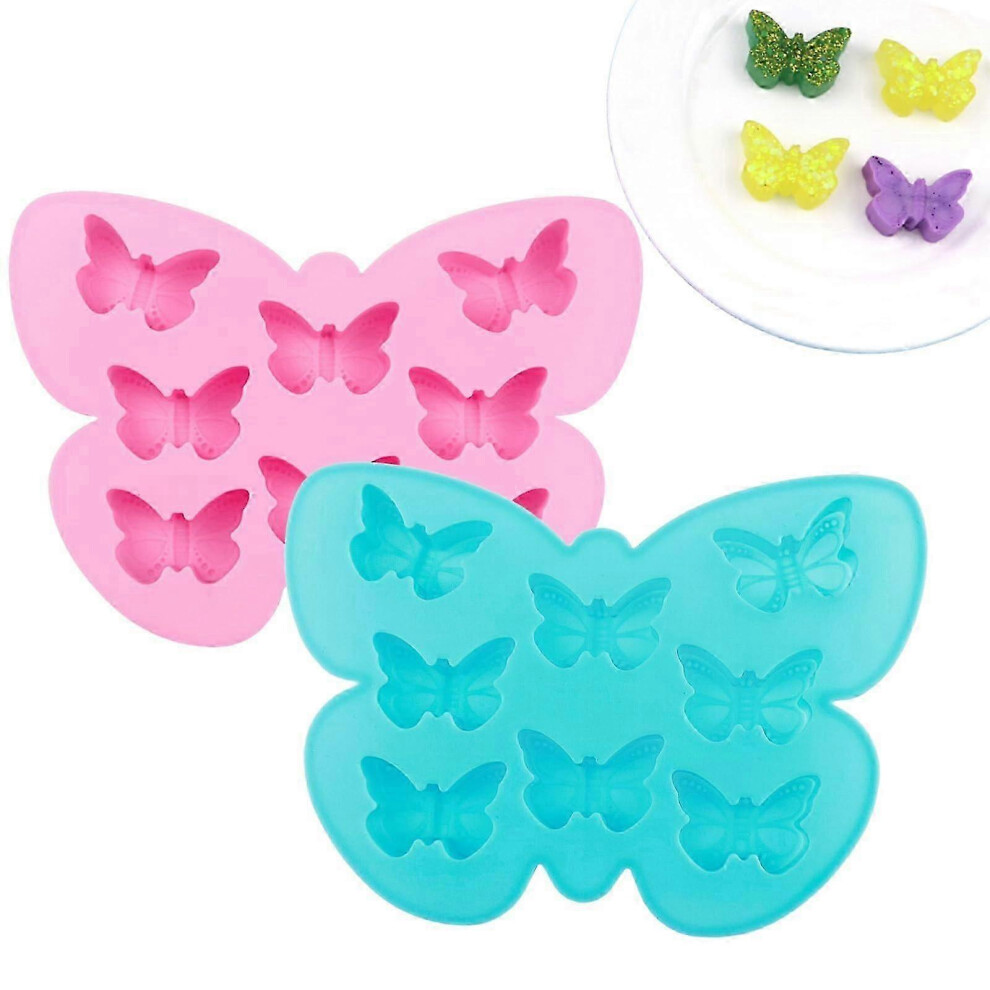 Pack 3D Silicone Butterfly Ice Cube Molds Butterfly Pattern Jelly Pudding Molds (Pink, Light Blue)-image-OPC-PKSKYM9-NEW