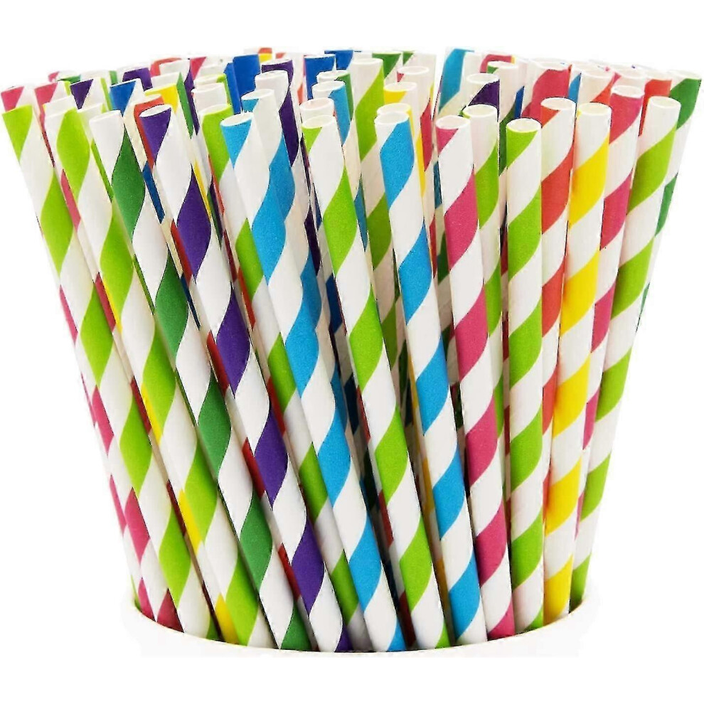 Paper Straws (200 Pack) 100% Biodegradable - Assortment