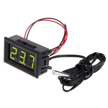 Digital Thermometer With Probe Car Temperature Panel Meter, DC 5-12V, -50 To 110 C, Green LED Display